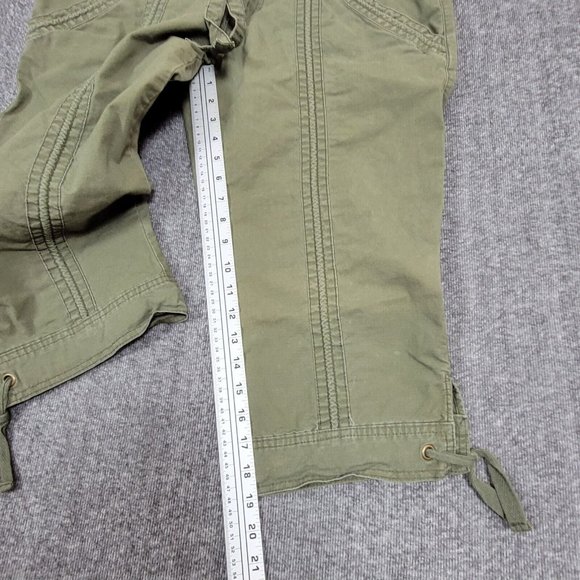 Arizona Jeans Pants Womens 15 Green Capri Stretch Cotton Waist & Leg Drawstrings - Picture 5 of 11